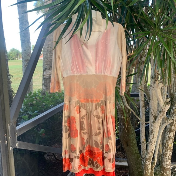 Dress plus a full bright orange under dress,like new, - Picture 1 of 8